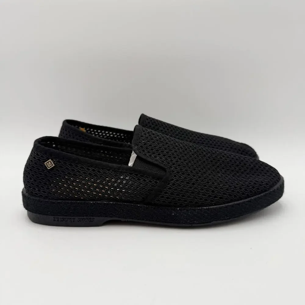 Rivieras Womens Classic Mesh Slip On Shoes Size 7.5 EU 38 Black NIB